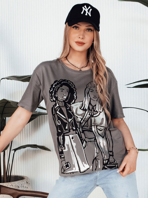Damen T-shirt mit Aufdruck COMIS Farbe Dunkelgrau DSTREET RY2607