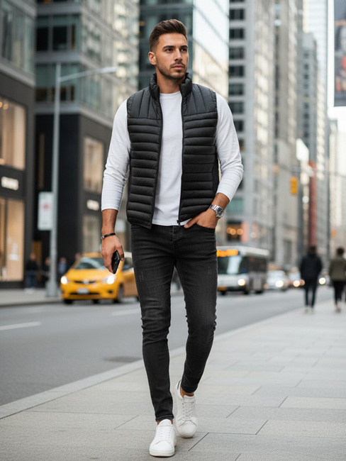 Herren Steppweste schwarz Dstreet TX5084