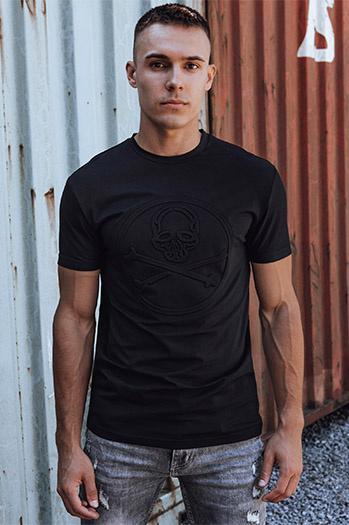 Bedrucktes Herren-T-Shirt schwarz Dstreet RX5576