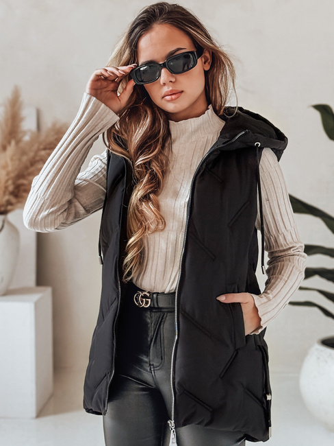 Damen Steppweste mit Kapuze schwarz Dstreet TY5105
