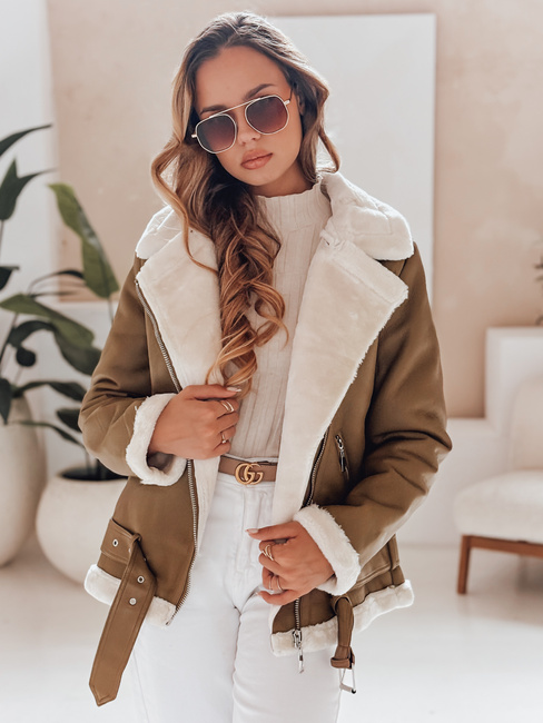 NORFDIMA Damen Lederjacke mit Schafsfelljacke camel Dstreet TY4738