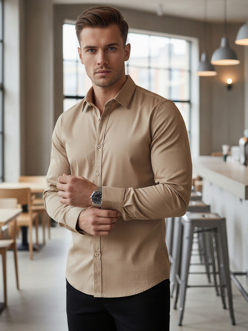 Herrenhemd beige Dstreet DX2681