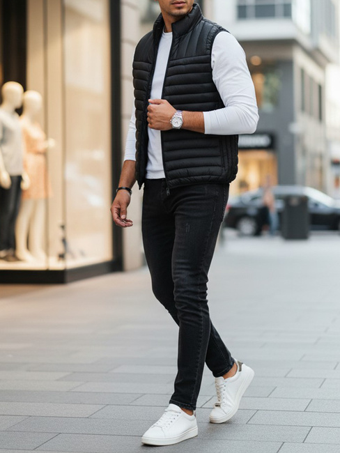 Herren Steppweste schwarz Dstreet TX5084