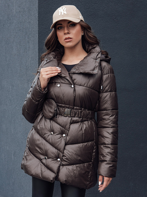 Gesteppter Damen-Wintermantel mit Kapuze BLOOM mocha Dstreet TY4517