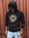 Herren Kapuzenpullover mit Aufdruck Schwarz Dstreet BX5325