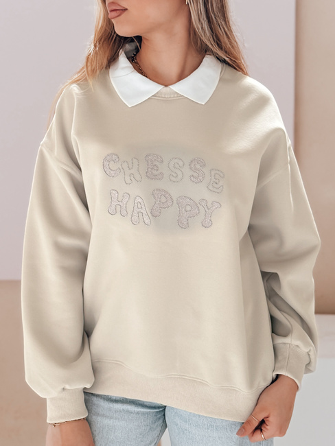 Damen Sweatshirt in Übergröße bedruckt HAPIRES cappuccino Dstreet BY1483