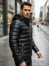 Herren gesteppte Winter Lederjacke schwarz Dstreet TX5116