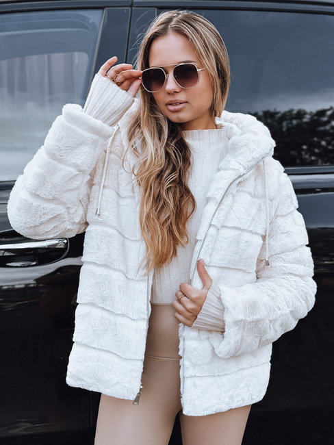 Damen-Wendepelzjacke mit Kapuze hellbeige Dstreet TY5273