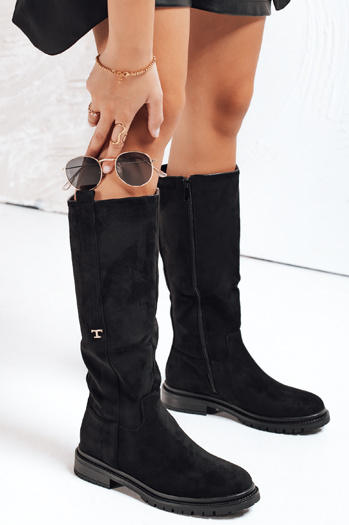 Damen Wildleder schwarz Stiefel Dstreet ZY1159