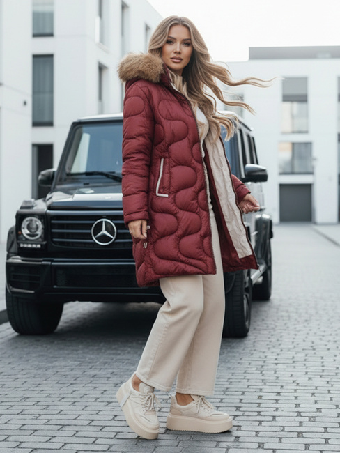 Damen Winterjacke VIRELIA gesteppt mit Kapuze kastanienbraun Dstreet TY4935