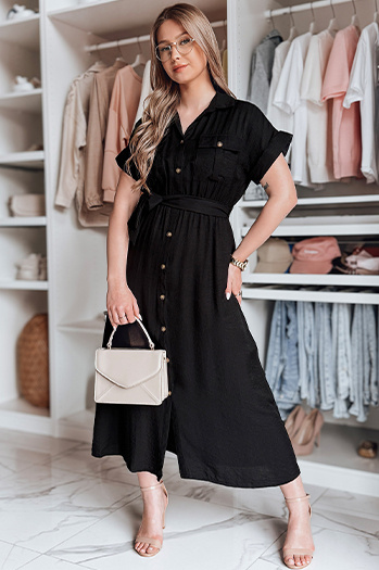 SUNNI LOVE Maxikleid aus Leinen schwarz Dstreet EY2606