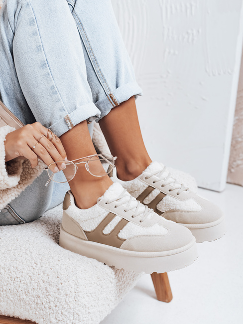 Frauen isolierte Plattform Turnschuhe beige Dstreet ZY1080