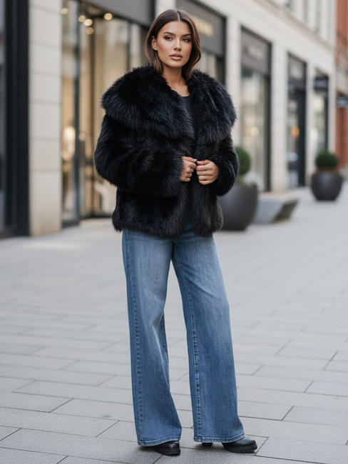 Kurzer schwarzer Damen-Pelzmantel ZARAFIA Dstreet TY5117z