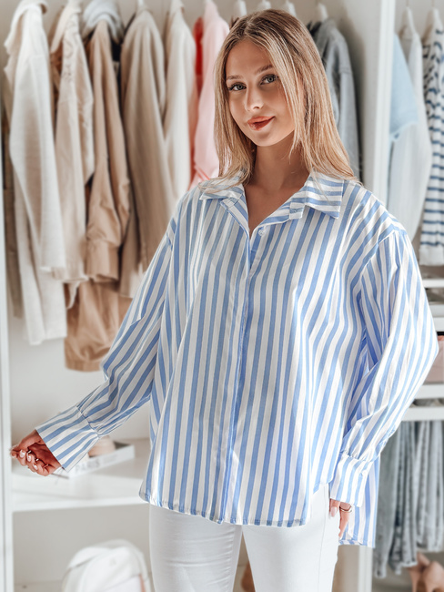 Damen Oversize Shirt mit längerem Rücken SAMONE in blau-weiß gestreift Dstreet DY0461