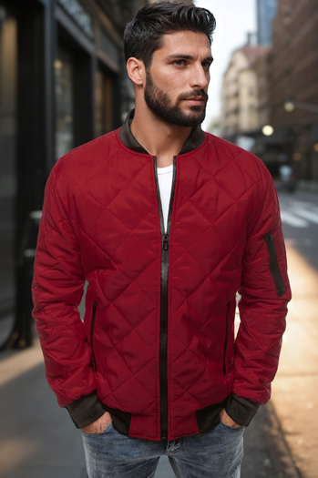 Herren Gesteppte Bomberjacke Weinrot Dstreet TX2209