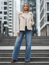 Damen Lederweste mit Schafsfell beige Dstreet TY5238z