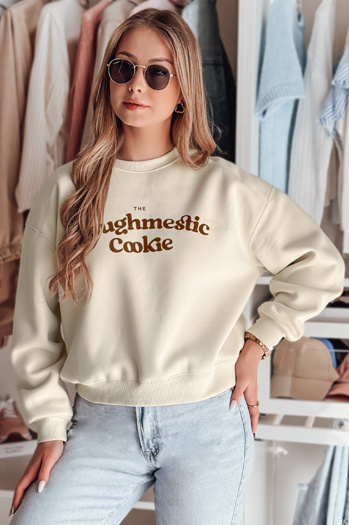 Damen Sweatshirt in Übergröße mit COOKIES Druck hellbeige Dstreet BY1446