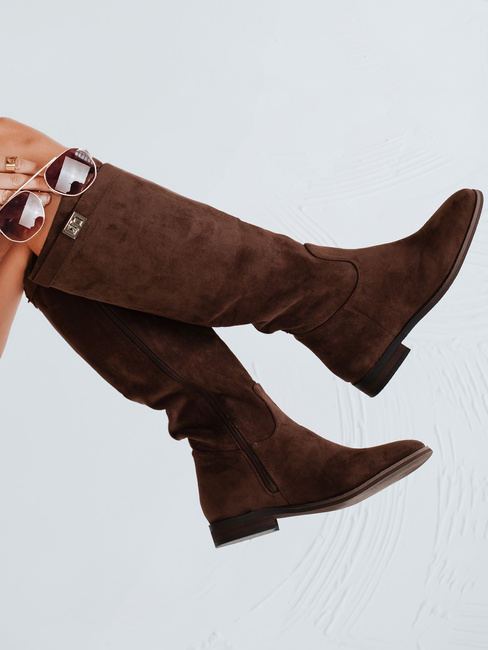 Damenstiefel aus Wildleder mit niedrigem Absatz braun Dstreet ZY1089