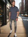 Gestreiftes Herren-Polohemd navyblau Dstreet PX0637