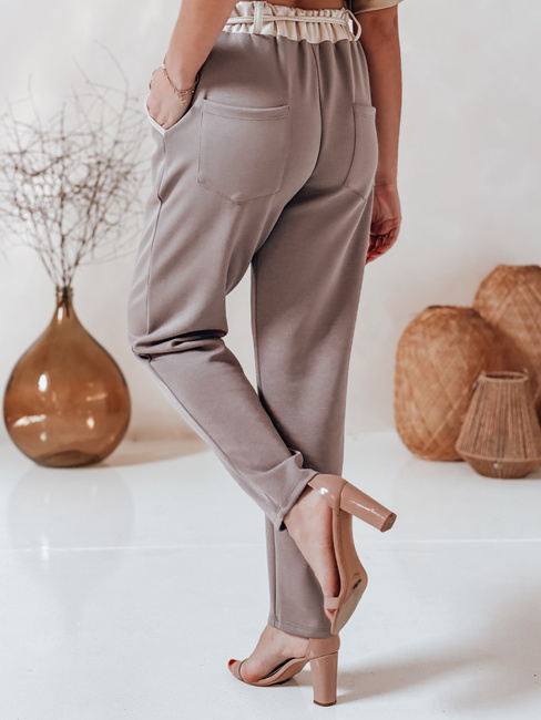 Damen Butter Freizeithose mit Blumen LEGISSA Jogginghose cappuccino Dstreet UY2407