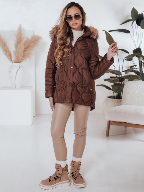 Damen Winterjacke LUMORE gesteppt mit Kapuze braun Dstreet TY5013