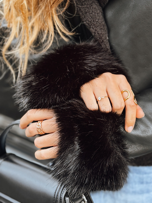 Damen Lederjacke mit Kunstpelz schwarz Dstreet TY5244