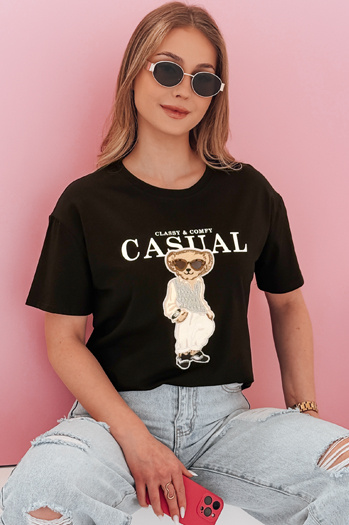 Damen-Teddybär T-Shirt MISTREET schwarz Dstreet RY2873