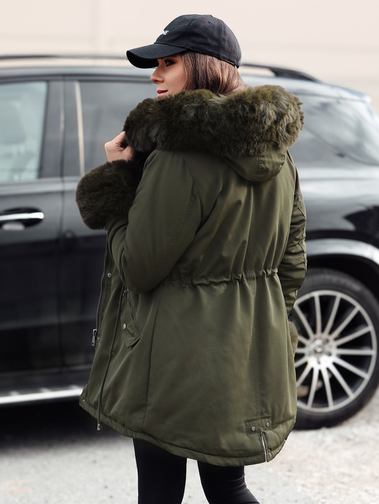 Damen Parka Jacke mit Fell CHARMFUR grün Dstreet TY4768