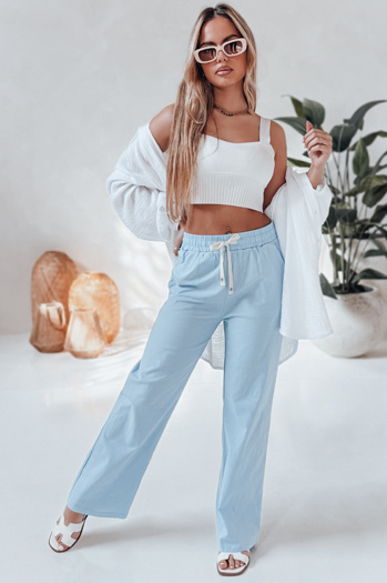 Damen Freizeithose mit weitem Bein BOHO DAY hellblau Dstreet UY2651
