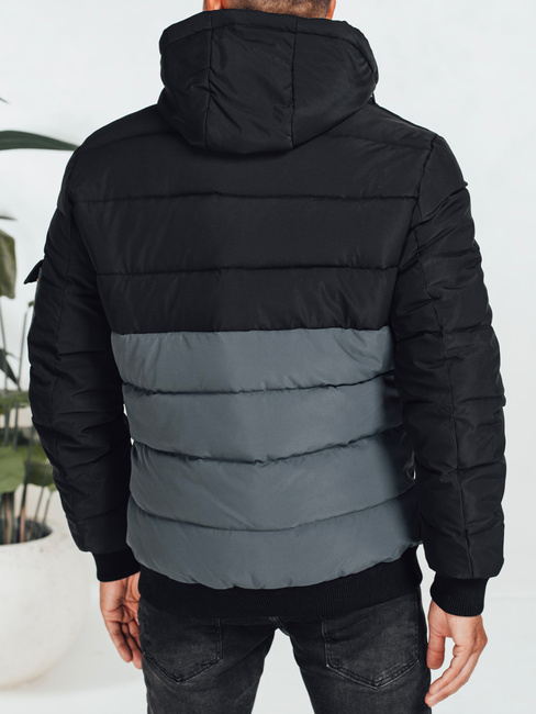 Herren Winterjacke mit Kapuze schwarz/grau Dstreet TX5049