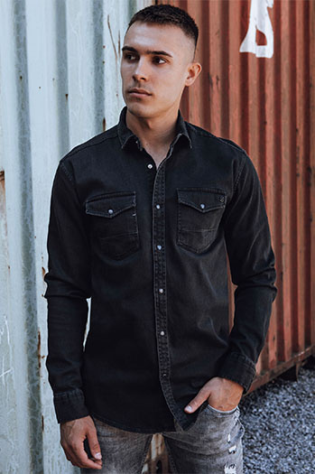 Herren Jeanshemd schwarz Dstreet DX2586