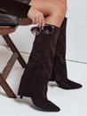 Damenstiefel aus Wildleder mit breitem Schaft braun Dstreet ZY1043