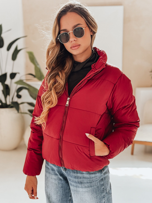 Kurze Damen Winter GLAMVO Daunenjacke mit Kapuze kastanienbraun Dstreet TY4949