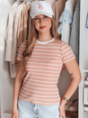 Damen Basic gestreiftes T-Shirt LINESS rosa Dstreet RY2809