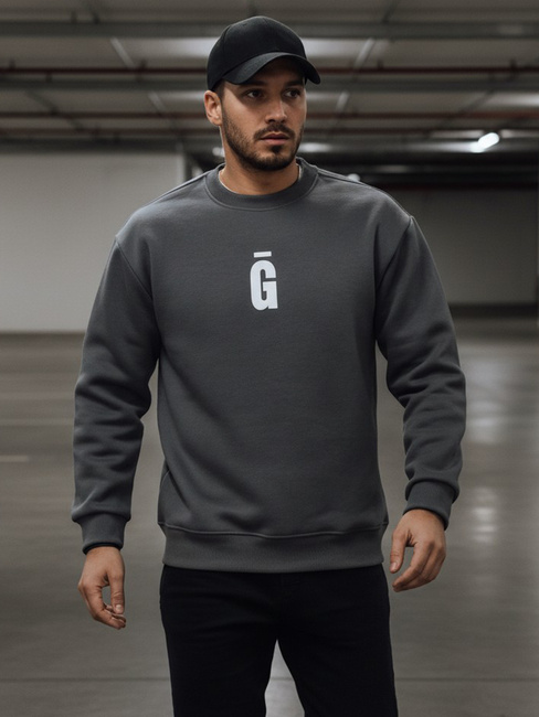 Bedrucktes graphitfarbenes Herren-Sweatshirt Dstreet BX5921