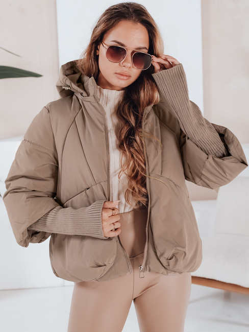 MISSLAYER Damen Winterjacke mit Kapuze dunkelbeige Dstreet TY5038
