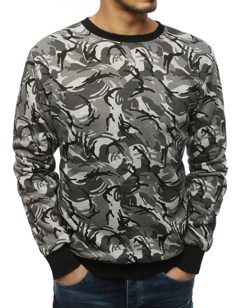 Herren Sweatshirt ohne Kapuze mit Motiv Grau BX4266