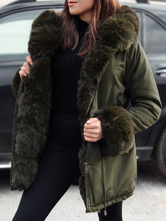 Damen Parka Jacke mit Fell CHARMFUR grün Dstreet TY4768_3