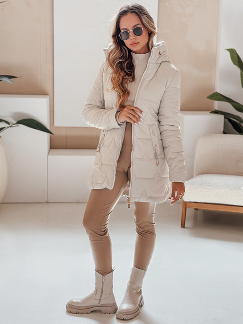 Damen Steppwinterjacke mit Kapuze hellgrau Dstreet TY5092