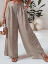 MODERESS Damen gestreifte Hose mit weitem Bein braun Dstreet UY2695