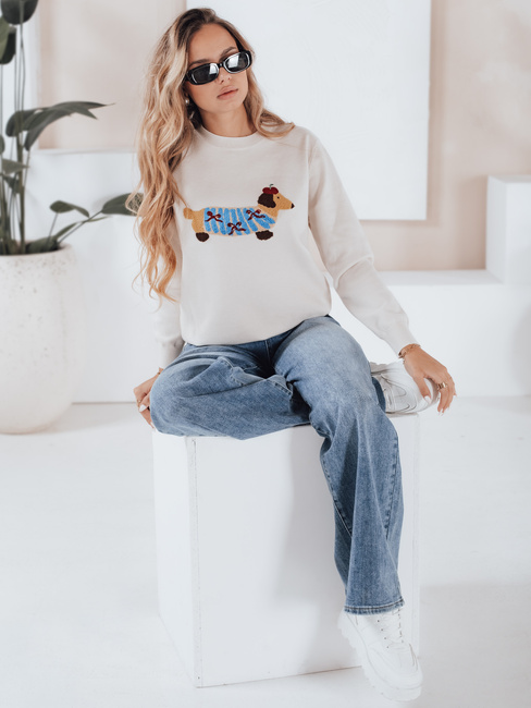 Damenpullover mit Hundeapplikation CHICPAWS creme Dstreet MY2542