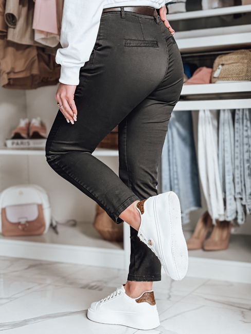 Damen Slim Fit Hose mit Gürtel LINESKA khaki Dstreet UY2576