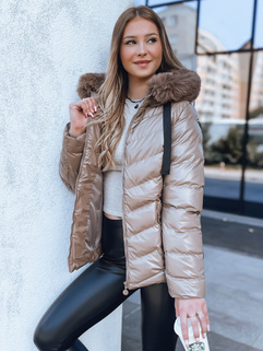 Damen Steppwinterjacke mit Kapuze MIRIAL dunkelbeige Dstreet TY3771_1