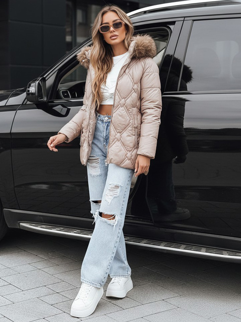 Damen Winterjacke mit Fell beige Dstreet TY5512