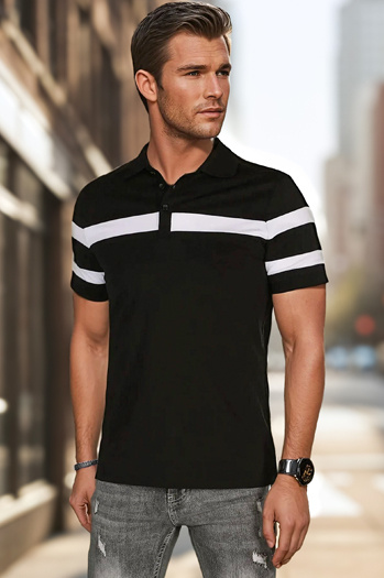 Herren Poloshirt mit Streifen schwarz Dstreet PX0631