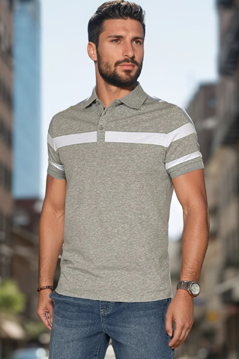 Herren Poloshirt mit Streifen grau Dstreet PX0629