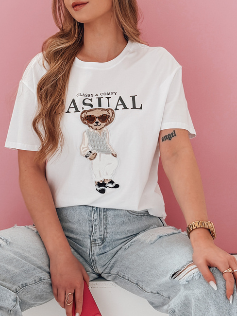 Damen-Teddybär T-Shirt MISTREET weiß Dstreet RY2874