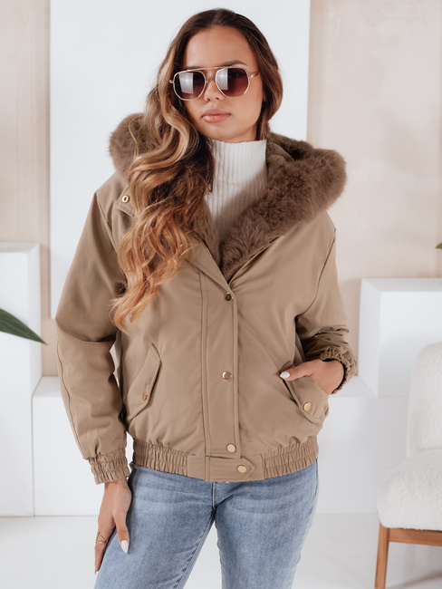 Damen Winterjacke VESSADA kurz mit Fell beige Dstreet TY5060