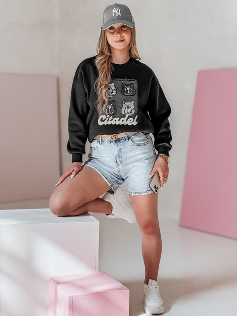 Damen Sweatshirt in Übergröße mit Teddybären MISOBEARS schwarz Dstreet BY1437