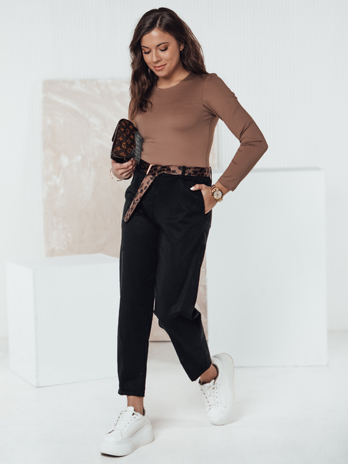 Damen Einheitsgröße LEOCINCIN Hose mit Gürtel schwarz Dstreet UY2260